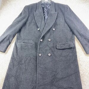 Mens 46L Charcoal Gray Double Breasted Wool Cashmere Blend Made in Italy Luxury